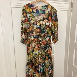 Samantha Pleet Harvest Abundance Print Banquet Dress silk/modal size 0